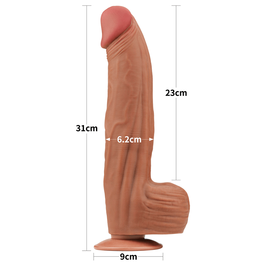 12'' King Sized Sliding Skin Dual Layer Dong Brown - Sen Fantasy