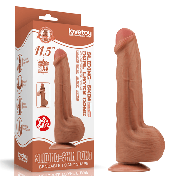 11.5'' King Sized Sliding Skin Dual Layer Dong Brown - Sen Fantasy