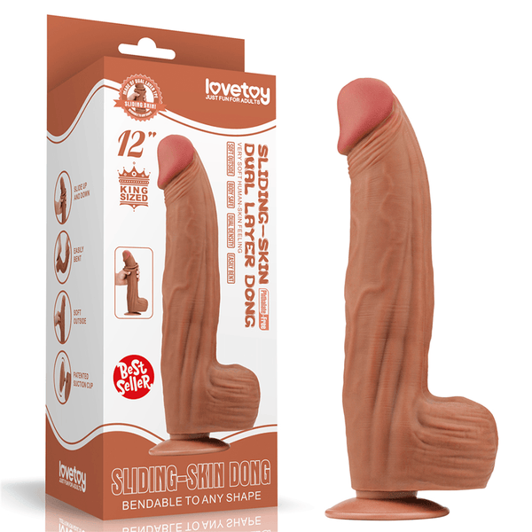 12'' King Sized Sliding Skin Dual Layer Dong Brown - Sen Fantasy