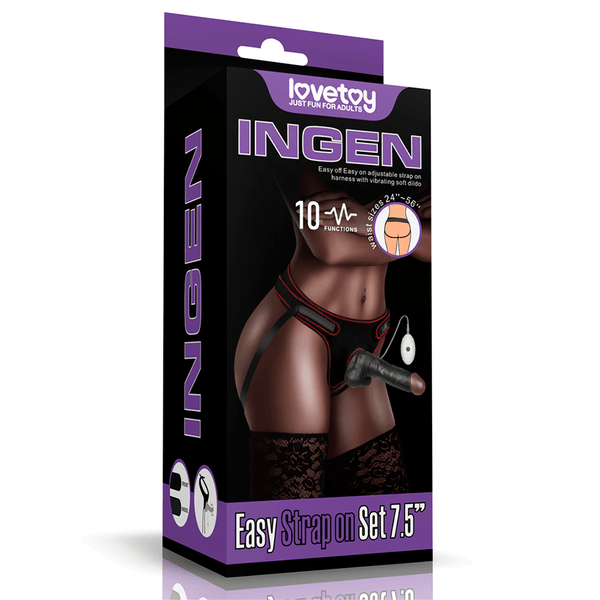 Arnés con Vibración Easy Strapon Set 7.5'' Black - Sen Fantasy