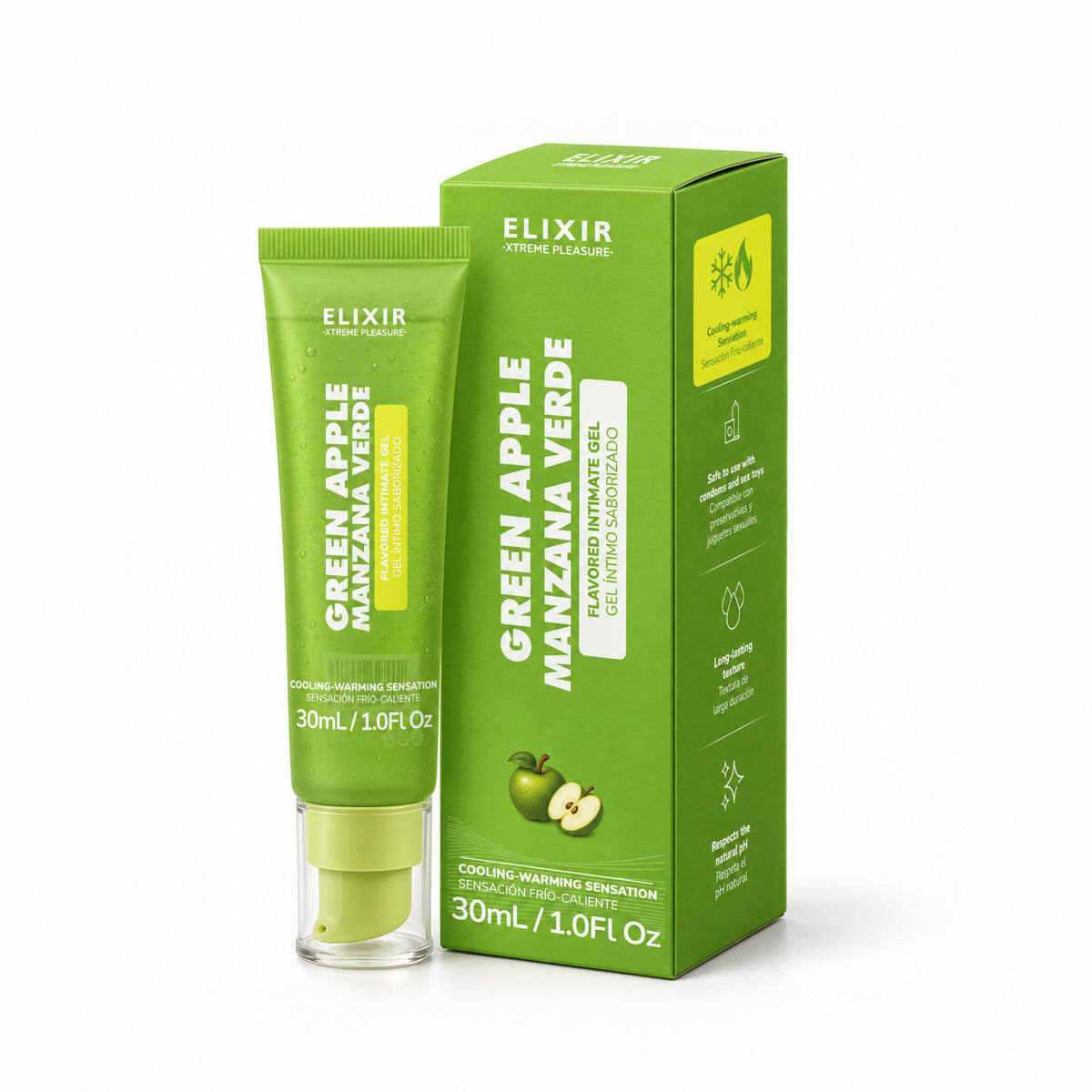 Lubricante Íntimo Frio Caliente Manzana Verde Elixir 30ml