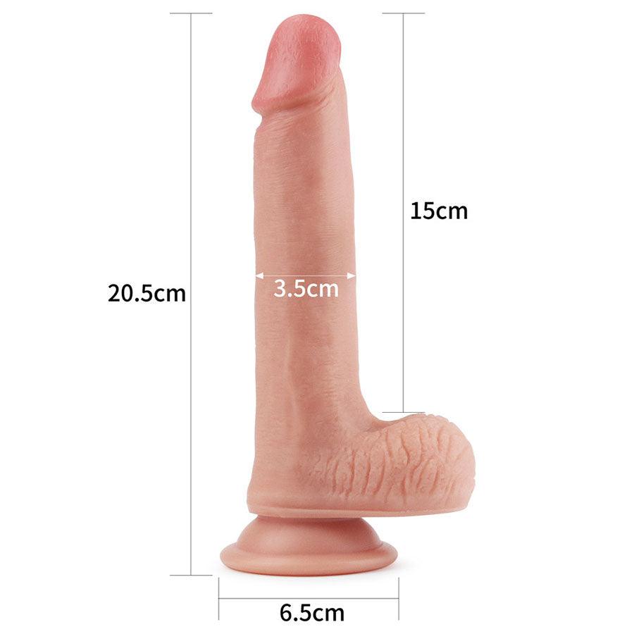 Dildo Dual Layered Liquid Silicone 8'' Flesh - Sen Fantasy