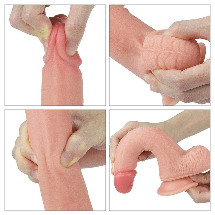 Dildo Dual Layered Liquid Silicone 8'' Flesh - Sen Fantasy