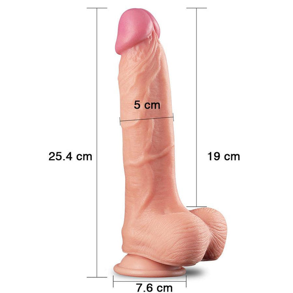 Dildo Realista 10" Dual Layer Platinum Silicone Cock - Sen Fantasy