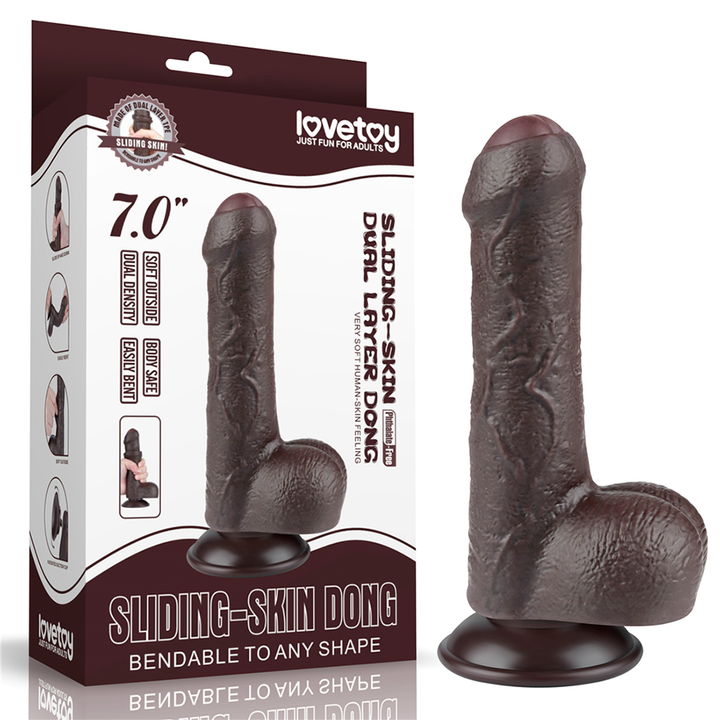 Dildo Realista 7'' Sliding Skin Dual Layer Dong Black - Sen Fantasy
