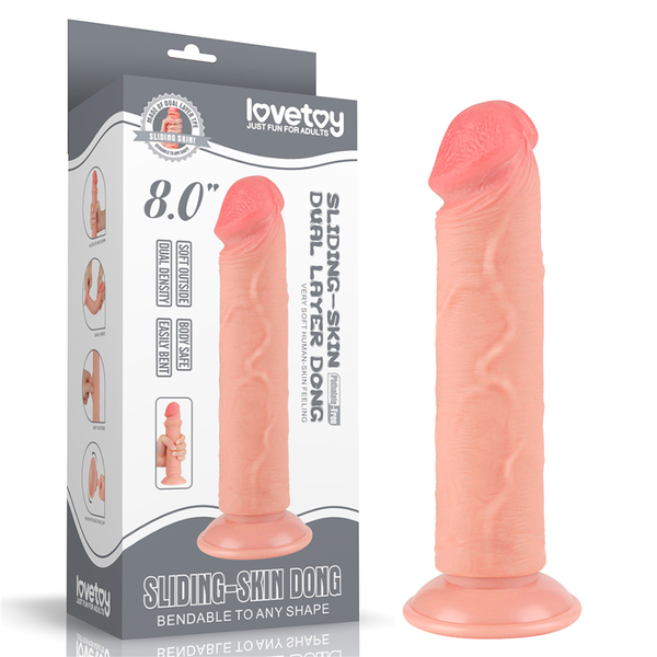 Dildo Realista 8'' Sliding Skin Dual Layer Dong Flesh - Sen Fantasy