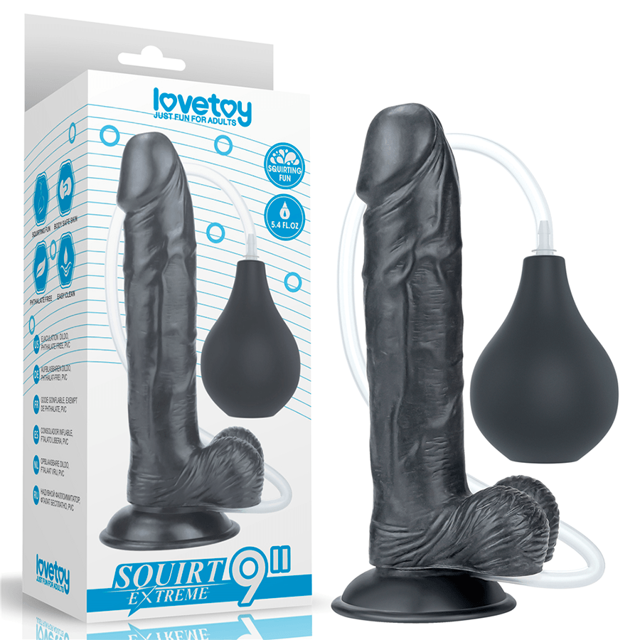 Dildo Squirt Extremo 9'' Black - Sen Fantasy