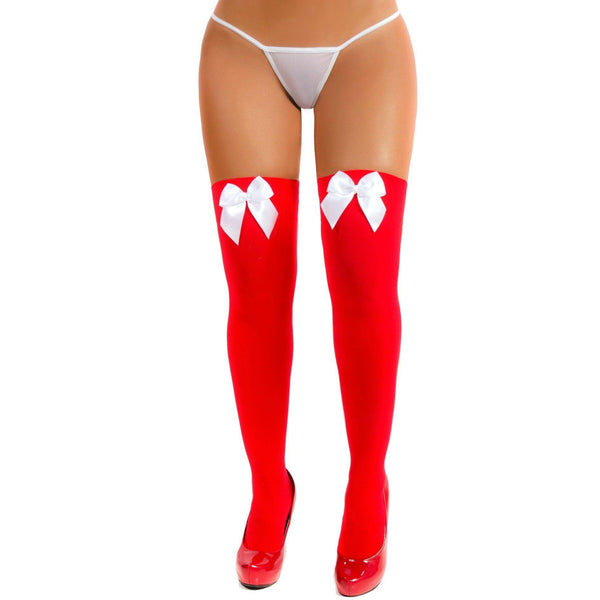 Medias Liguero Clasicas Roja Moño Blanco - Sen Fantasy