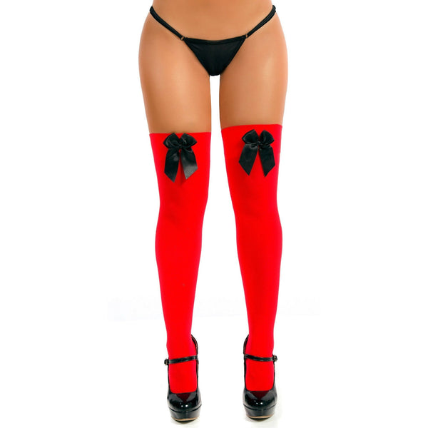 Medias Liguero Clasicas Roja Moño Negro - Sen Fantasy
